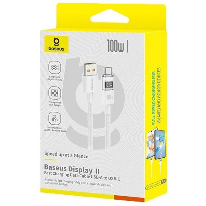 Дата кабель Baseus Display 2 USB to USB-C 100W (2 м) (P10382701) Moon White