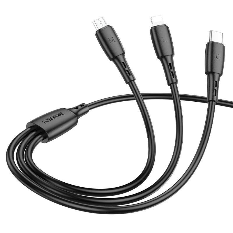 Дата кабель Borofone BX71 USB to 3in1 (1 м) Чорний