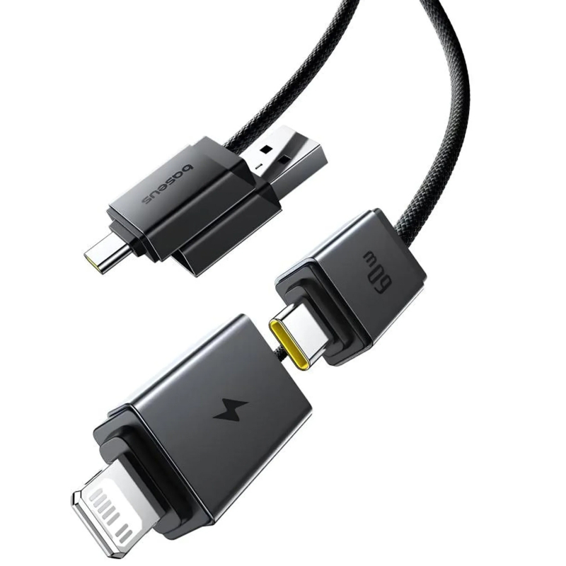 Дата кабель Baseus Versatile Two-for-Two USB/USB-C → USB-C/Lightning 60W (1 м) (CB000162) Cosmic Black