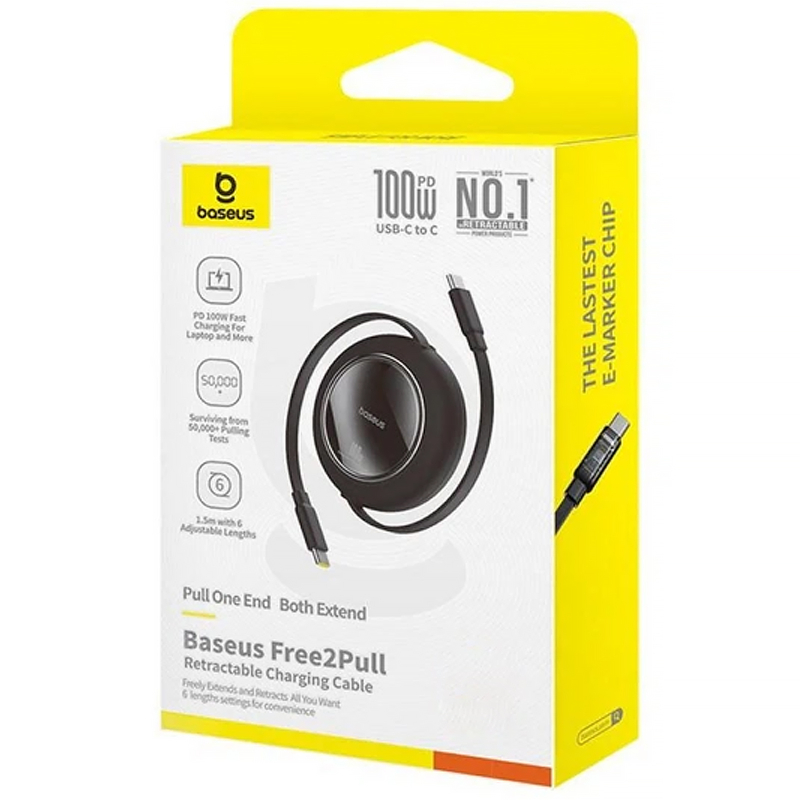 Дата кабель Baseus Free2Pull Mini Retractable USB-C → USB-C 100W (2 м) (P10364500113) Cluster Black