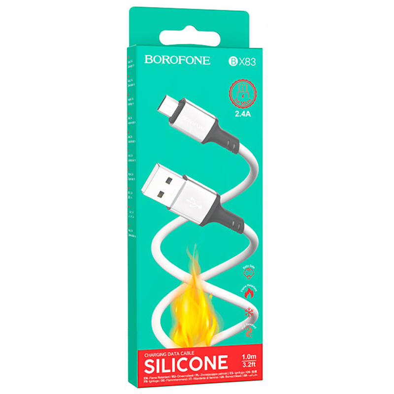 Дата кабель Borofone BX83 Famous USB to Micro-USB 2.4 А (1 м)