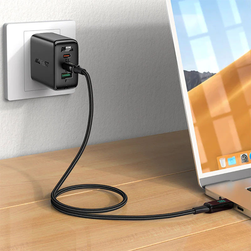Дата кабель Acefast C6-03 USB-C → USB-C 100W digital display (2 м) Black