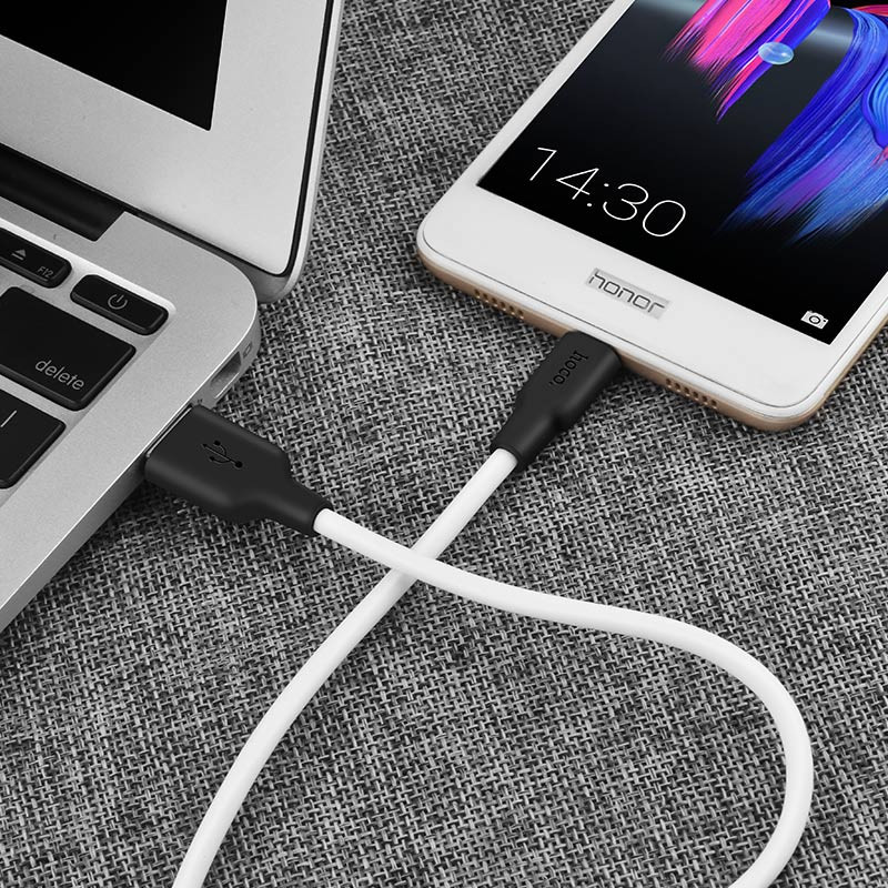 Дата кабель Hoco X21 Plus Silicone Micro-USB Cable (1 м) Чорний / Білий