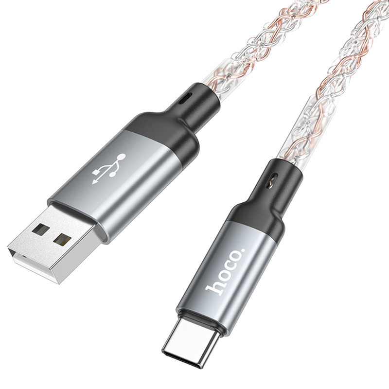 Дата кабель Hoco U112 Shine USB to USB-C 3 А (1 м) Gray