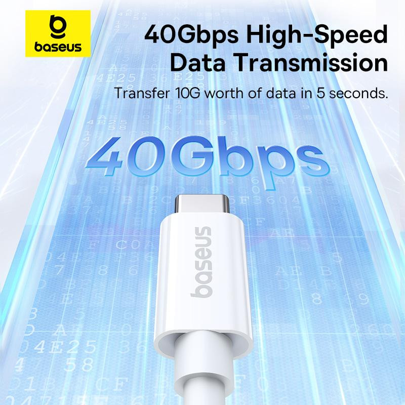 Дата кабель Baseus Superior Series 2 USB4 Full-Function USB-C → USB-C 240W (1 м) (P10365200211) Moon White