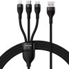 Дата кабель Baseus Flash Series 2 USB to Lightning/Type-C/MicroUSB 100W (1.2m) (CASS03000) Black