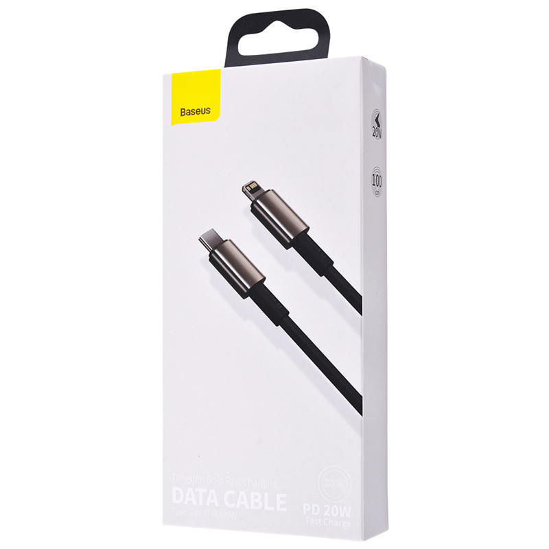 Дата кабель Baseus Tungsten Gold USB-C → Lightning PD 20W (1 м) (CATLWJ) Чорний