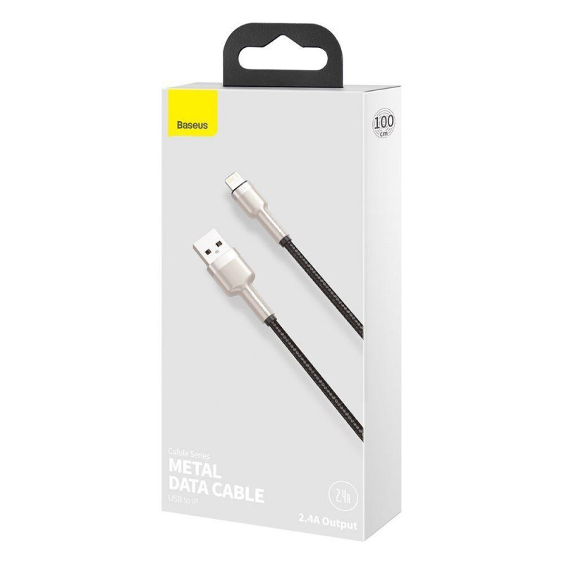 Дата кабель Baseus Cafule Metal USB to Lightning 2.4 А (1 м) (CALJK-A0) Black