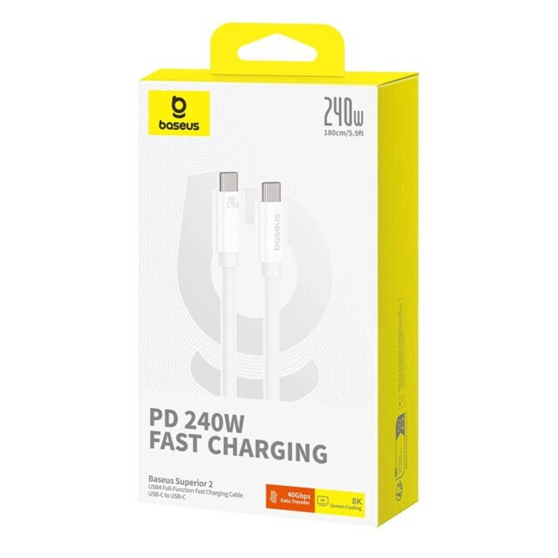 Дата кабель Baseus Superior 2 USB4 Full-Function USB-C → USB-C 240W (1.8 м) (P10365200211-05) Moon White