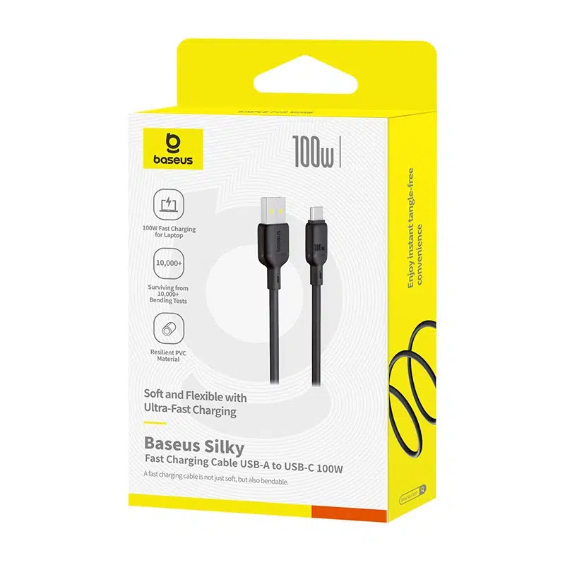 Дата кабель Baseus Silky Series OS Fast Charging USB to USB-C 100W (2 м) (P10377703) Cluster Black