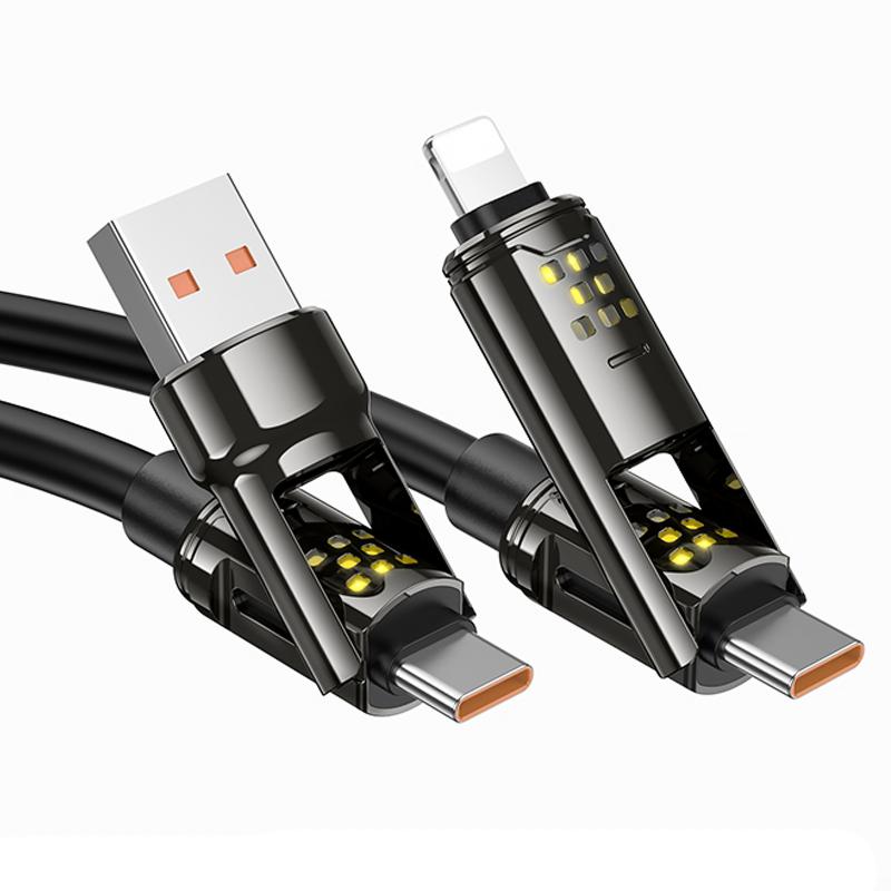 Дата кабель Hoco U143 Joy 4in1 USB to Lightning/USB-C → USB-C 240W (1.2 м) Black