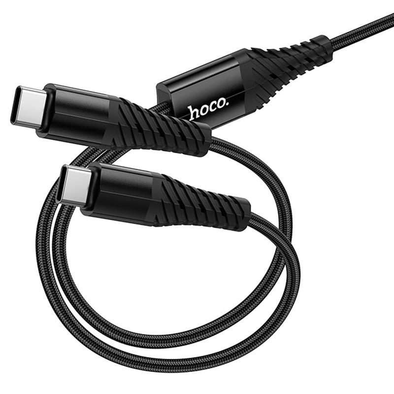 Дата кабель Hoco X123 Victory 2in1 USB-C → USB-C/USB-C 3 А (1 м) Black