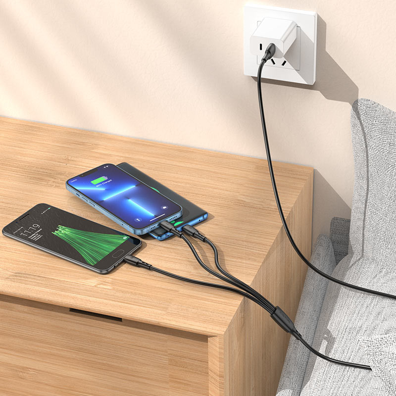 Дата кабель Borofone BX71 USB to 3in1 (1 м) Чорний