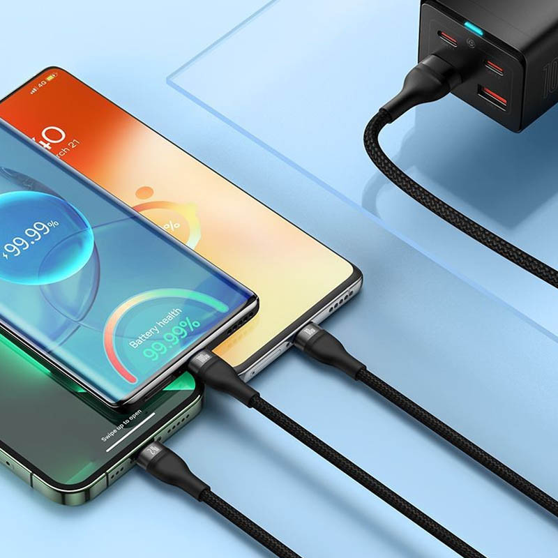 Дата кабель Baseus Flash Series 2 USB to Lightning/USB-C/Micro-USB 100W (1.2 м) (CASS03000) Black