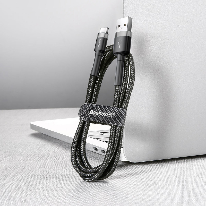 Дата кабель Baseus Cafule USB to USB-C Cable 3 А (0.5 м) (CATKLF-A) Сірий / Чорний
