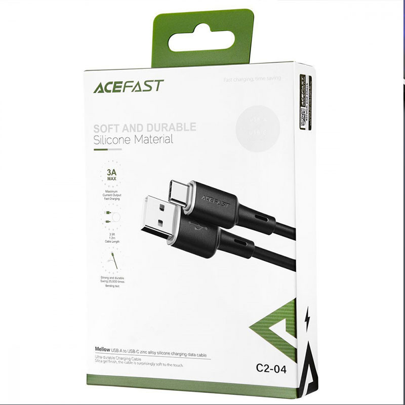 Дата кабель Acefast C2-04 USB to USB-C 3 А (1.2 м) Black