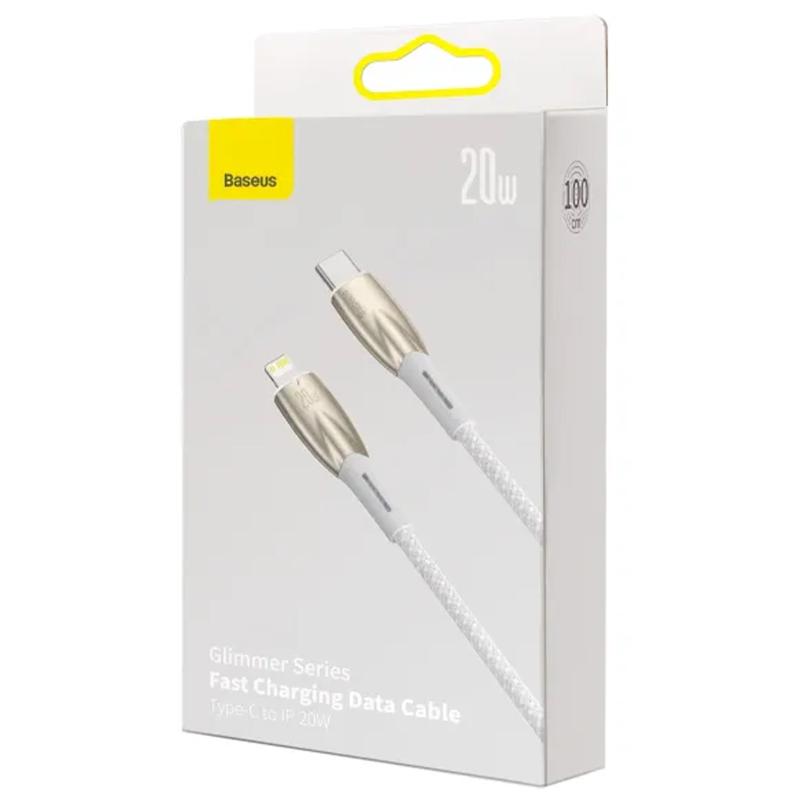 Дата кабель Baseus Glimmer Series Fast Charging Data Cable USB-C → Lightning 20W 1 м (CADH000001) White