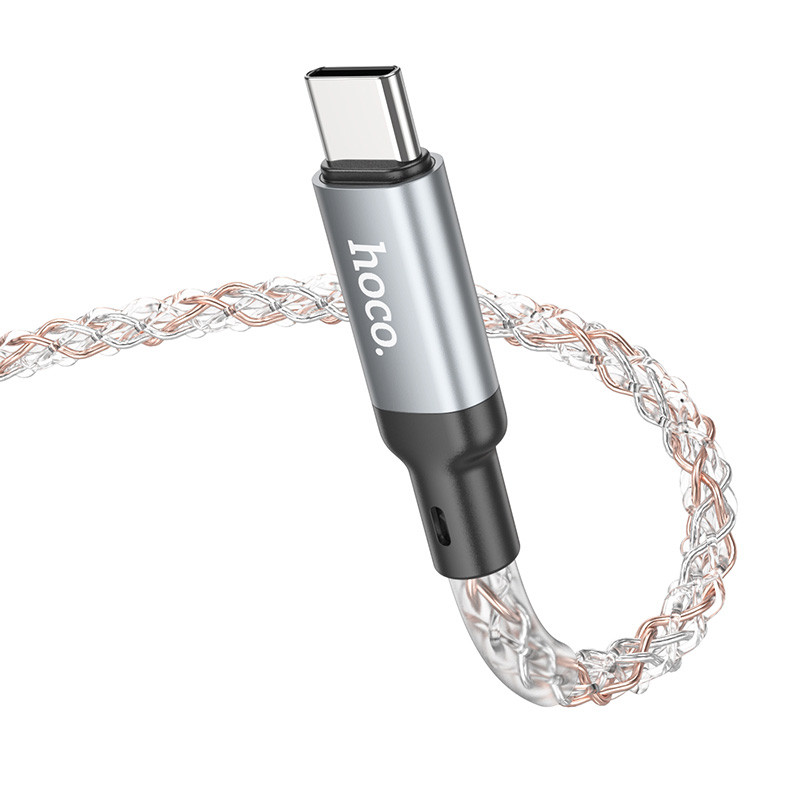 Дата кабель Hoco U112 Shine USB to USB-C 3 А (1 м) Gray