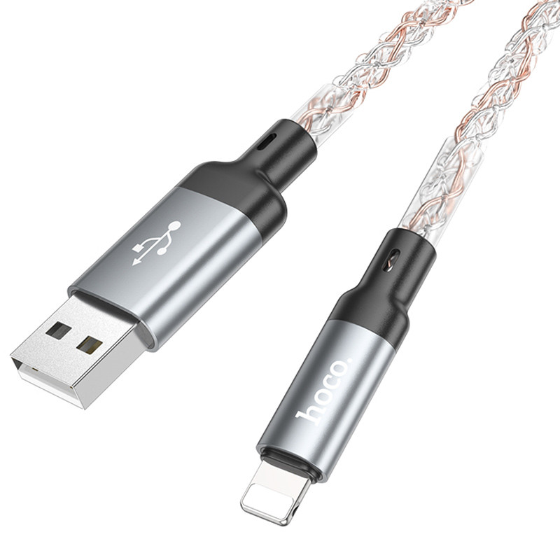 Дата кабель Hoco U112 Shine USB to Lightning 2.4 А (1 м) Gray