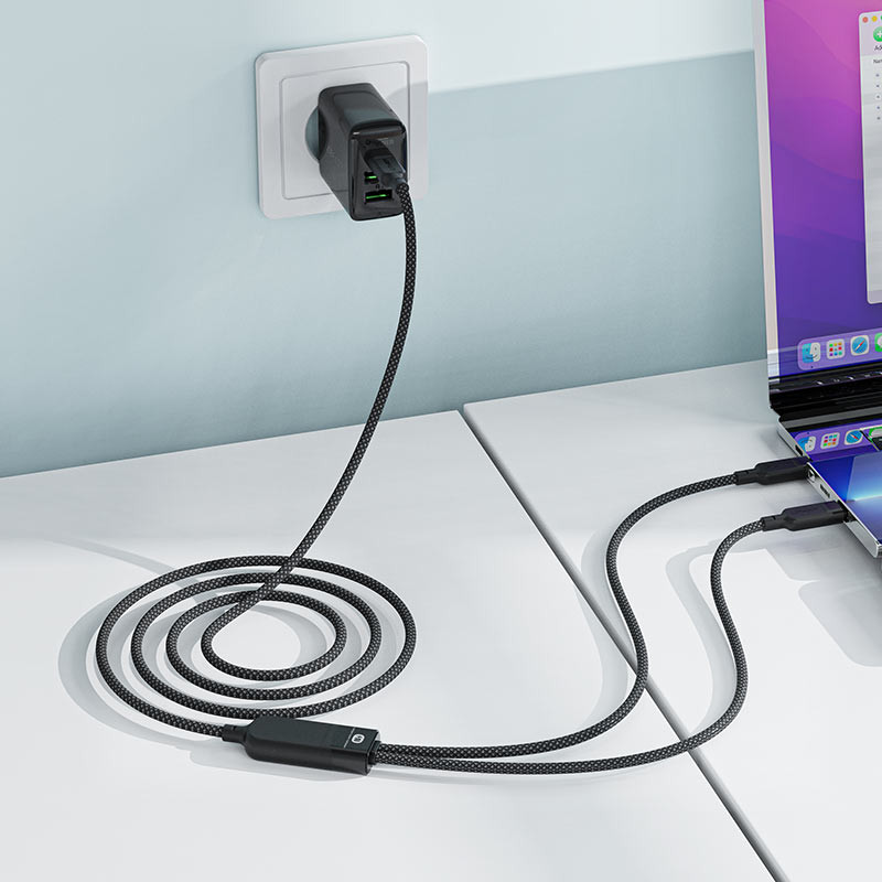 Дата кабель Acefast C5-11 USB-C to 2xUSB-C 100W (1.2 м) Black