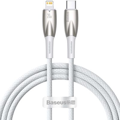 Дата кабель Baseus Glimmer Series Fast Charging Data Cable USB-C → Lightning 20W 1 м (CADH000001) White