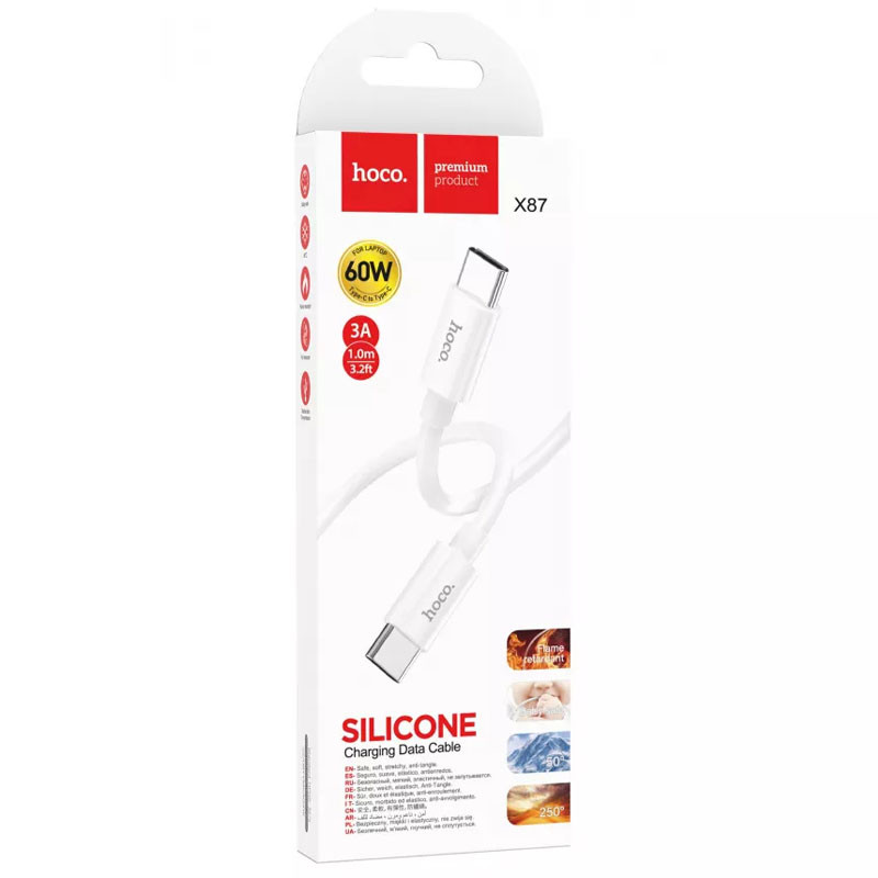 Дата кабель Hoco X87 Magic USB-C → USB-C PD 60W (1 м) White