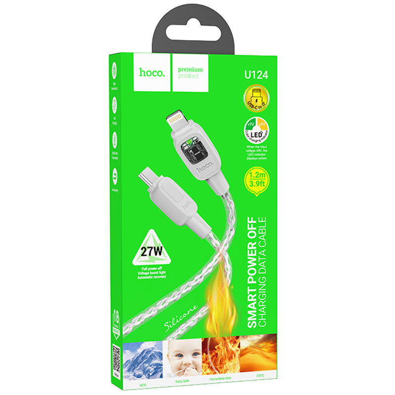 Дата кабель Hoco U124 Stone silicone power-off USB-C → Lightning (1.2 м)