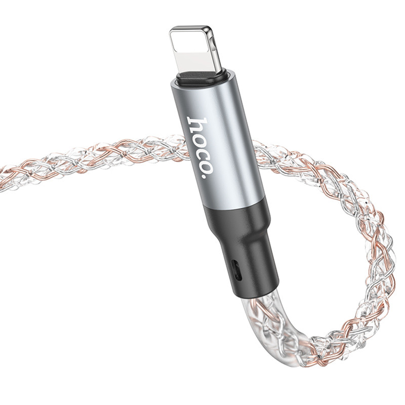 Дата кабель Hoco U112 Shine USB to Lightning 2.4 А (1 м) Gray