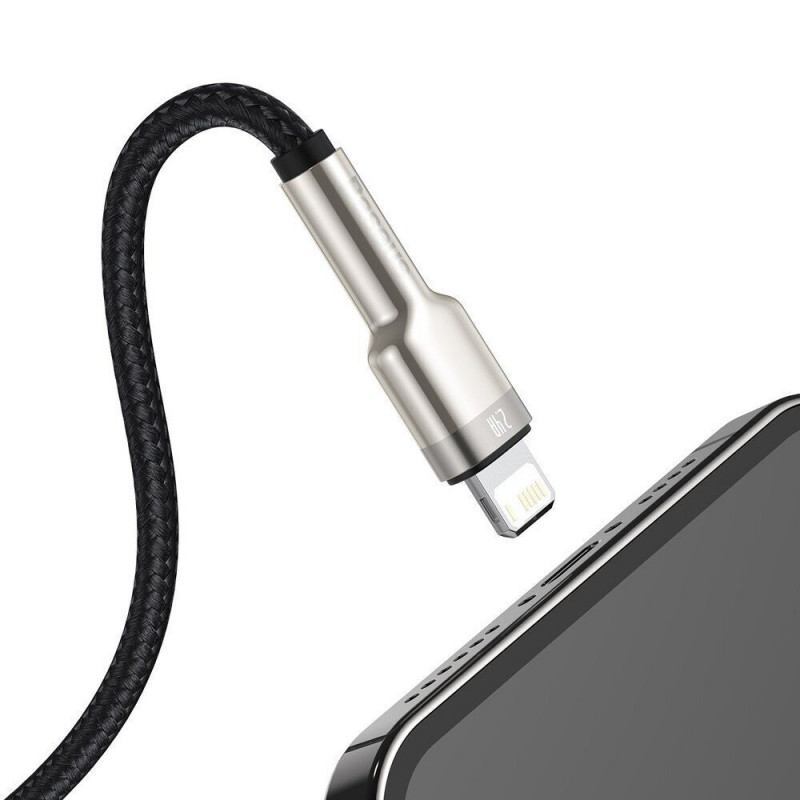 Дата кабель Baseus Cafule Metal USB to Lightning 2.4 А (1 м) (CALJK-A0) Black