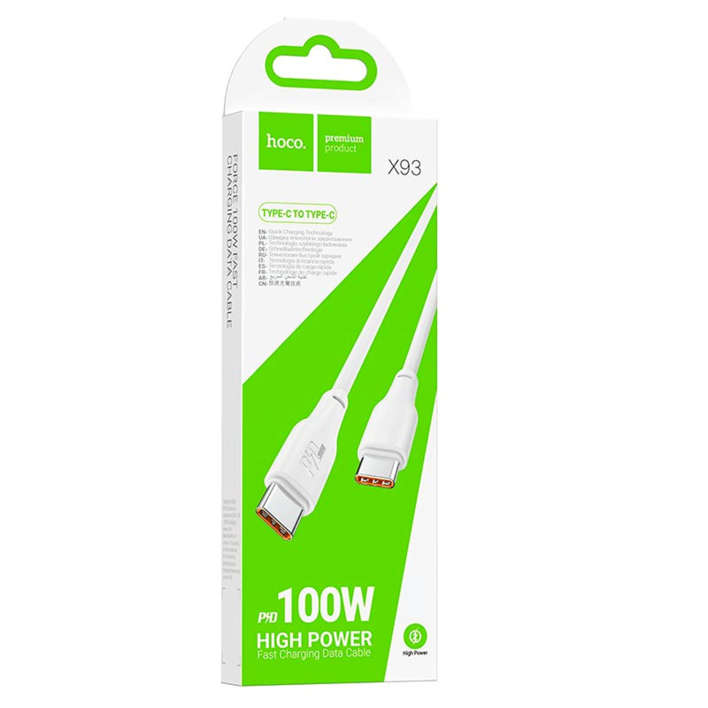 Дата кабель Hoco X93 Force USB-C → USB-C 100W (2 м) White