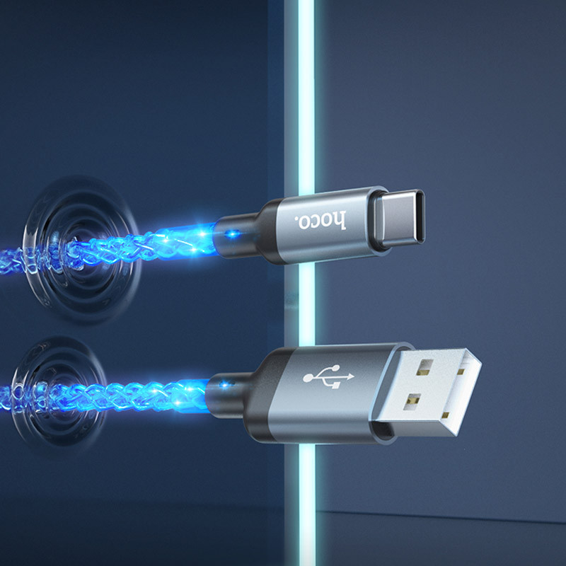Дата кабель Hoco U112 Shine USB to USB-C 3 А (1 м) Gray