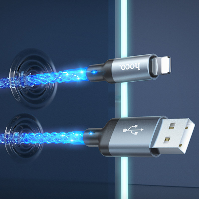 Дата кабель Hoco U112 Shine USB to Lightning 2.4 А (1 м) Gray