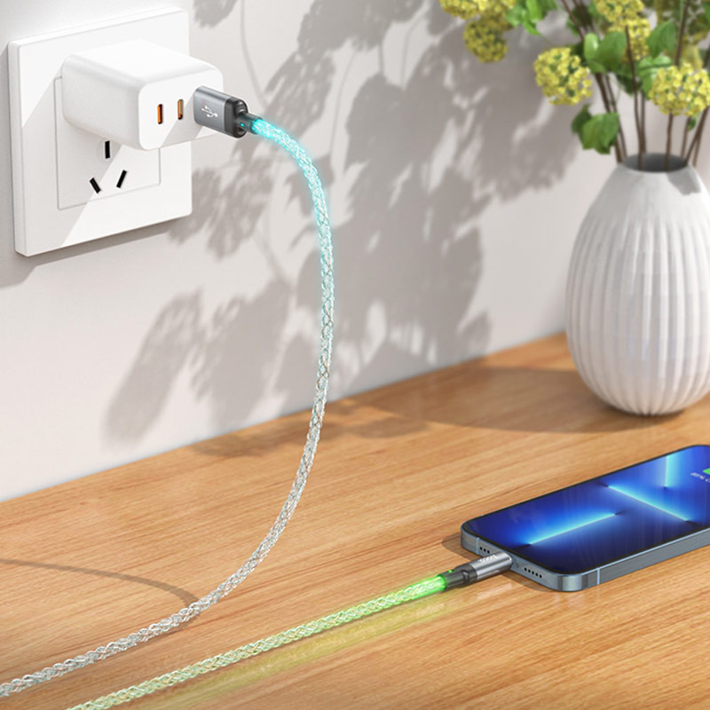 Дата кабель Hoco U112 Shine USB to Lightning 2.4 А (1 м) Gray