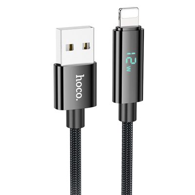 Дата кабель Hoco U125 Benefit 2.4 А USB to Lightning with display (1.2 м) Black