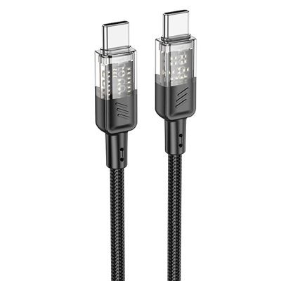 Дата кабель Hoco U129 Spirit Transparent USB-C → USB-C 60W (1.2 м) Black