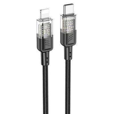 Дата кабель Hoco U129 Spirit Transparent USB-C → Lightning 27W (1.2 м) Black