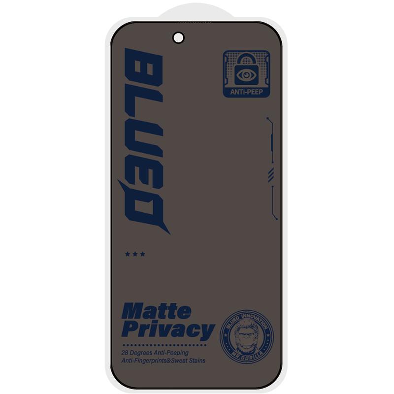 Захисне 2.5D скло Blueo Full Cover Anti-Peep Matte для Apple iPhone 17 Pro Max /16 Pro Max (6.9") Чорний