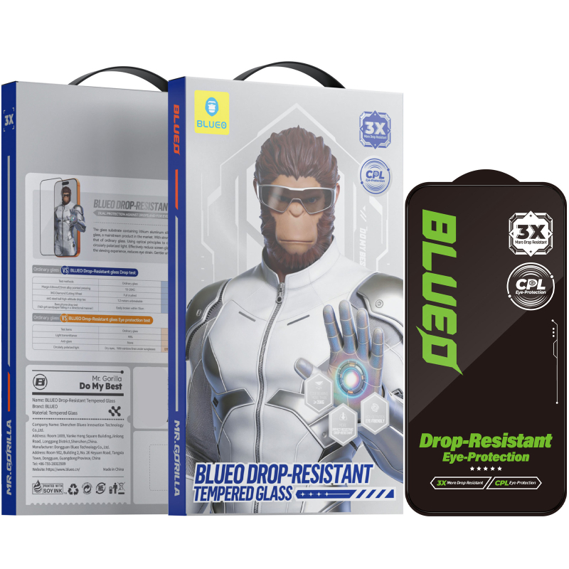 Захисне 2.5D скло Blueo Drop-Resistant для Apple iPhone 17 Pro Max /16 Pro Max /18 Pro Max (6.9") Чорний