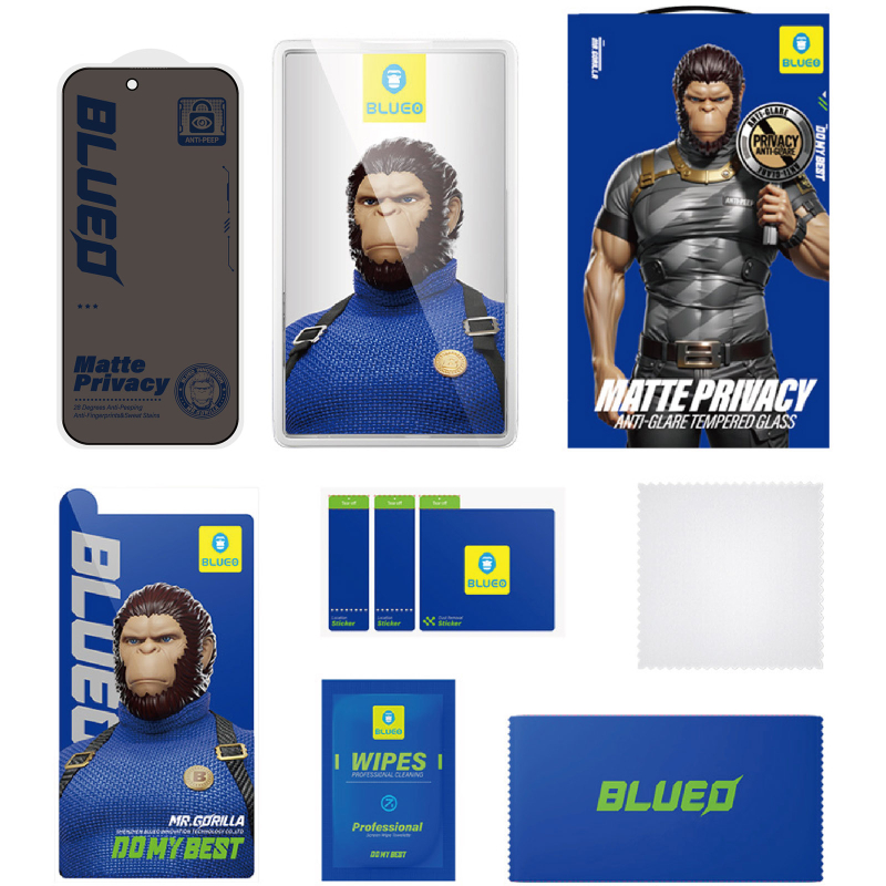 Захисне 2.5D скло Blueo Full Cover Anti-Peep Matte для Apple iPhone 18 Pro Max (6.9") Чорний