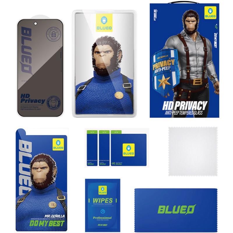Захисне 2.5D скло Blueo Full Cover Anti-Peep для Apple iPhone 17 Pro Max / 16 Pro Max (6.9") Чорний