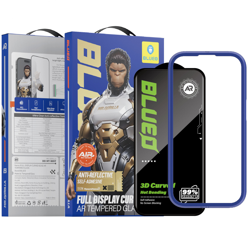 Захисне 3D скло Blueo Hot Bending AR для Apple iPhone 17 Pro Max / 16 Pro Max / 18 Pro Max (6.9") Чорний