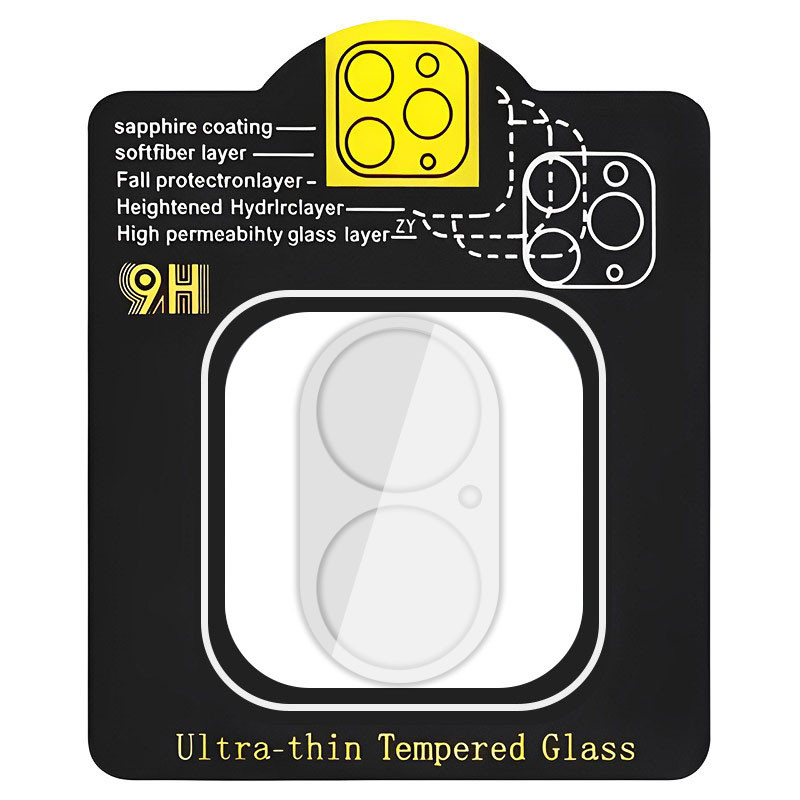 Захисне скло на камеру Full Block (тех.пак) для Apple iPhone 16 (6.1") / 16 Plus (6.7") Прозорий