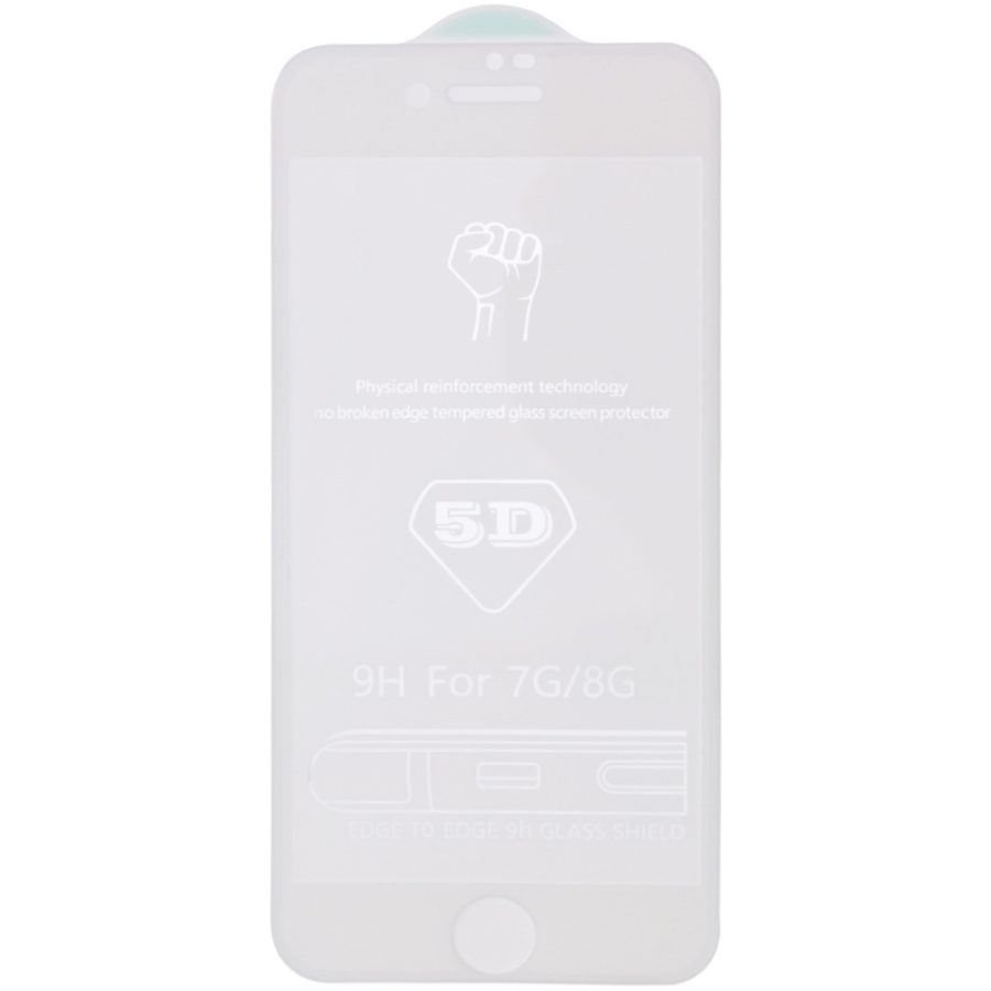 Захисне скло 5D Hard (full glue) (тех.пак) для Apple iPhone 7 / 8 / SE (2020) (4.7") Білий