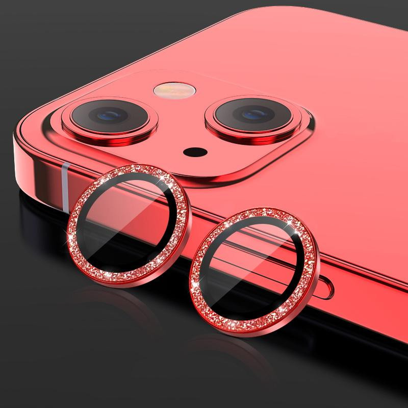 Захисне скло Metal Sparkles на камеру (у упак.) для Apple iPhone 15 (6.1") / 15 Plus (6.7") Червоний / Red