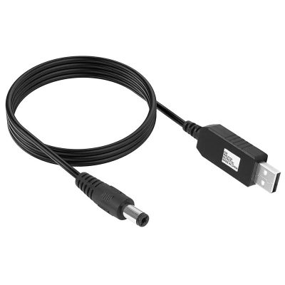 Кабель живлення для роутера/модема USB-DC (2.1×5.5mm) з перетворювачем до 12V in box (1 м) Black