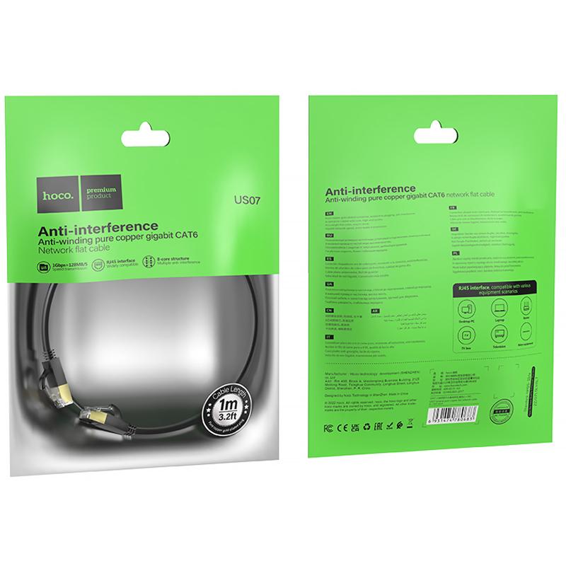 Кабель (патч-корд) Hoco US07 Level Pro copper gigabit ethernet (1 м) Black