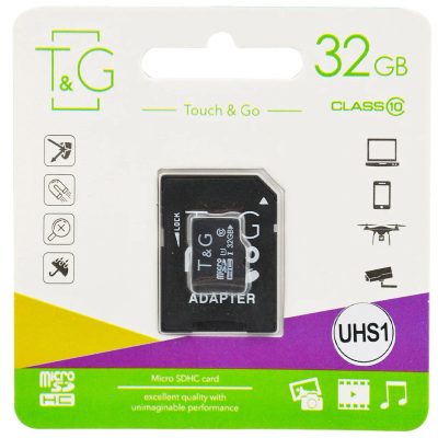 Карта пам'яті T&G (UHS-1) microSDHC Class 10 - 32GB (з адаптером) Чорний