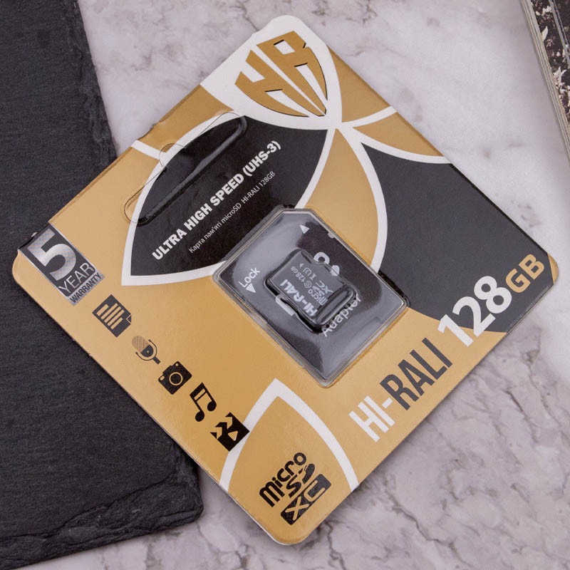 Карта пам'яті Hi-Rali (UHS-3) microSDXC Class 10 - 128GB (з адаптером) Чорний