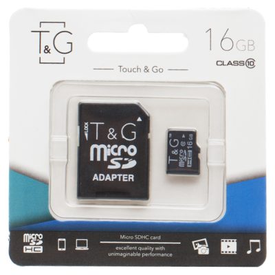 Карта пам'яті T&G (UHS-1) microSDHC Class 10 - 16GB (з адаптером) Чорний