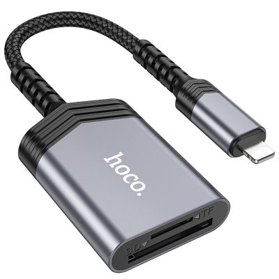 Картридер Hoco UA25 2in1 Lightning Metal gray
